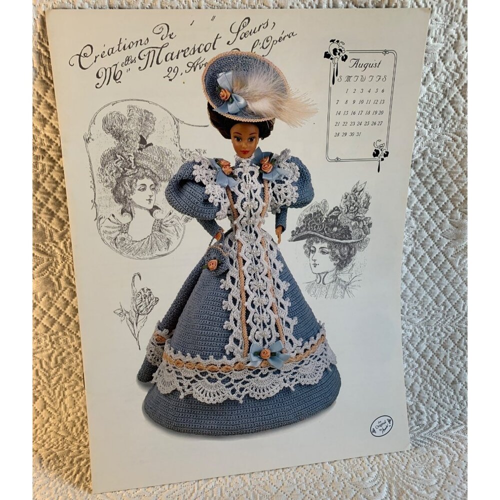 Annie's Calendar Bed Doll 1994 Miss August Doll Gown Crochet Pattern book